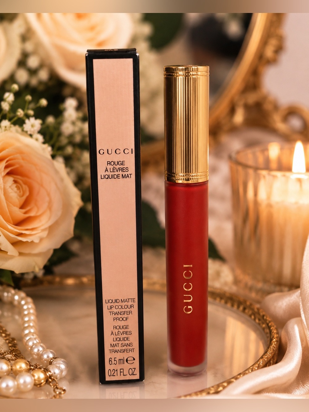 Gucci Liquid Matte Lip Colour- Goldie red
